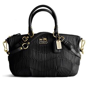 Coach Madison Sophia pleated leather black bag